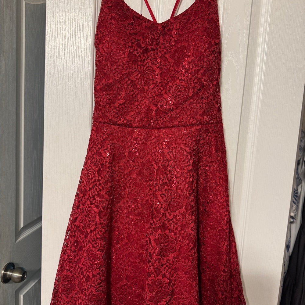 Elegant Red Lace Dress